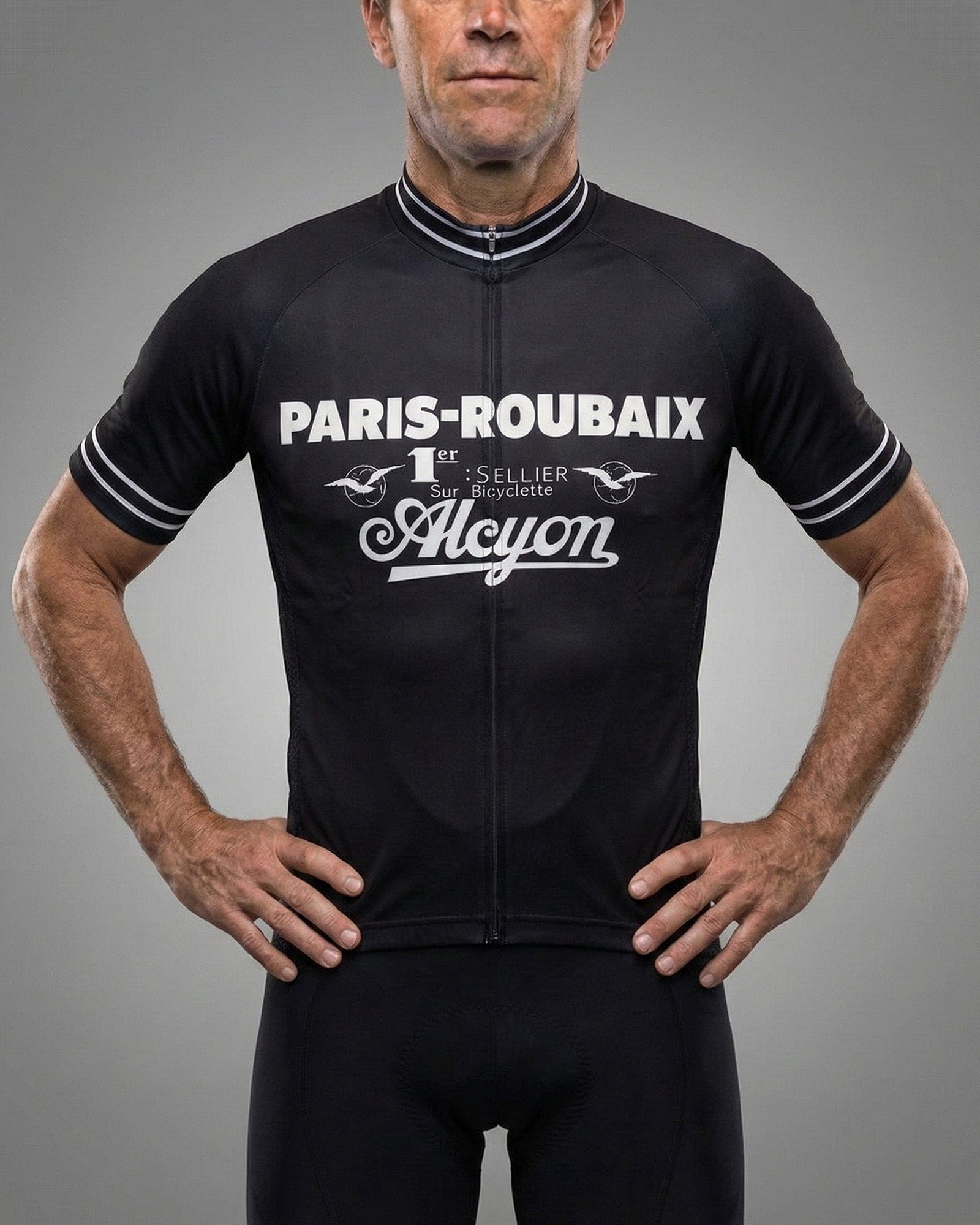 retrolica 1923 Alcyon Paris-Roubaix Retro Cycling Jersey - Heiri Suter Winner Edition - Black