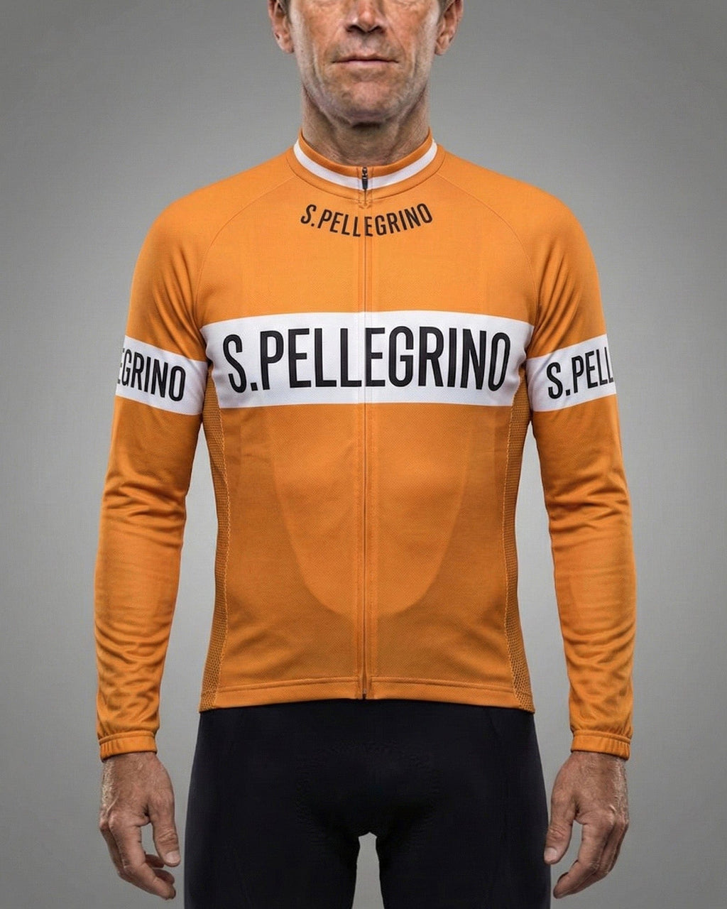 retrolica 1950s - 60s San Pellegrino Long Sleeve Retro Cycling Jersey - Italian Classic Team Replica