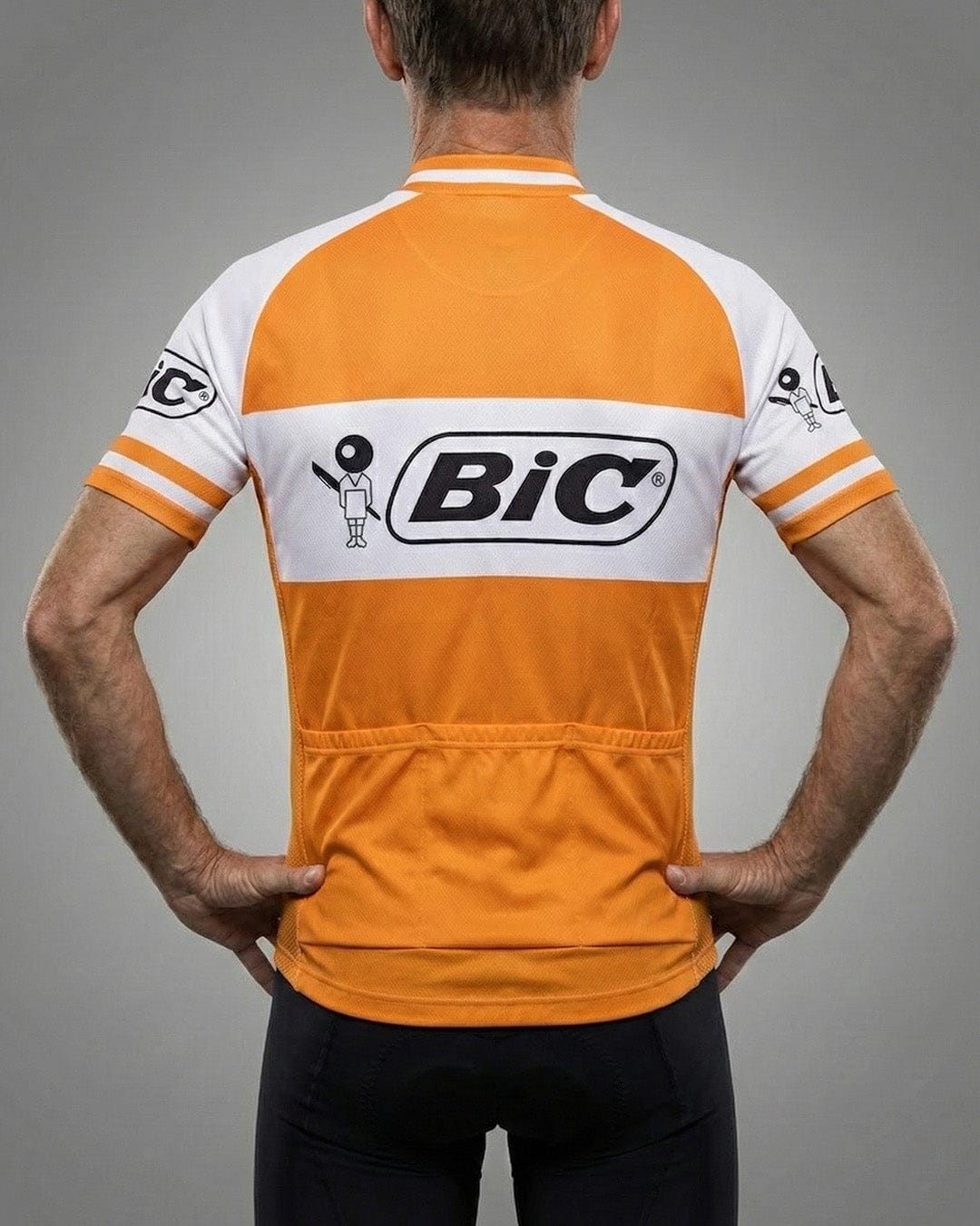 retrolica 1967-1974 Bic Orange Retro Cycling Jersey - Jacques Anquetil & Luis Ocaña
