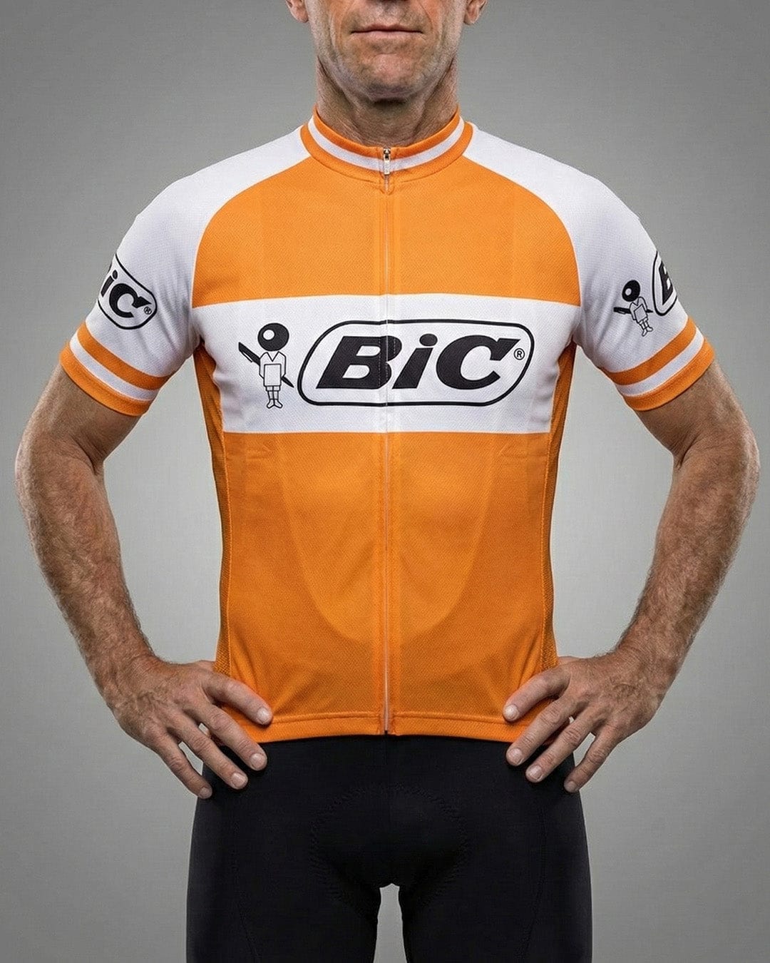 retrolica 1967-1974 Bic Orange Retro Cycling Jersey - Jacques Anquetil & Luis Ocaña