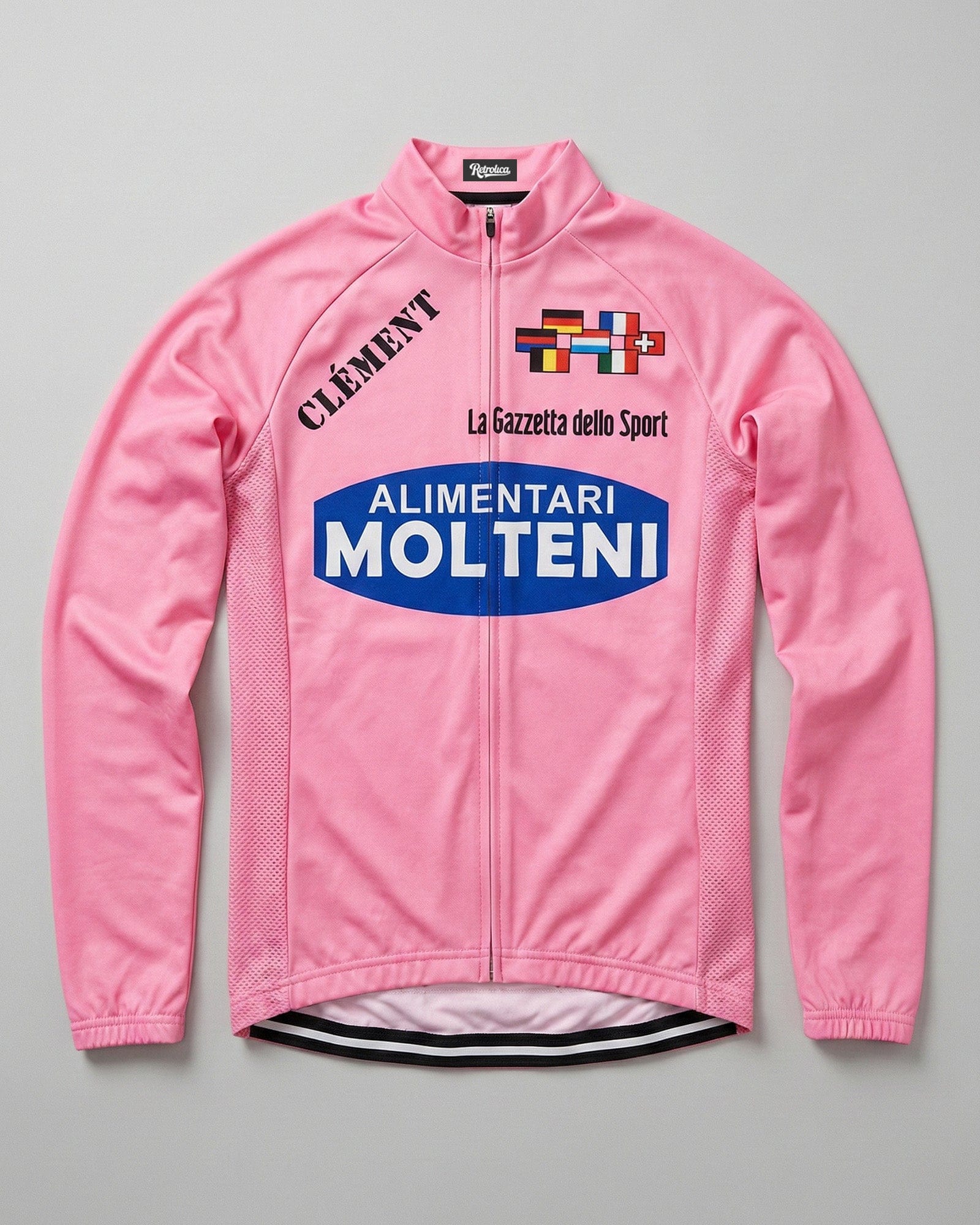 retrolica MEN / XS 1972 Molteni Giro d'Italia Maglia Rosa Pink Leader Long Sleeve Retro Cycling Jersey - Eddy Merckx