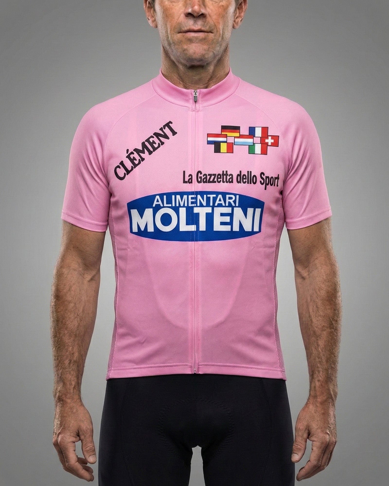 retrolica 1972 Molteni Giro d'Italia Maglia Rosa Pink Leader Retro Cycling Jersey - Eddy Merckx