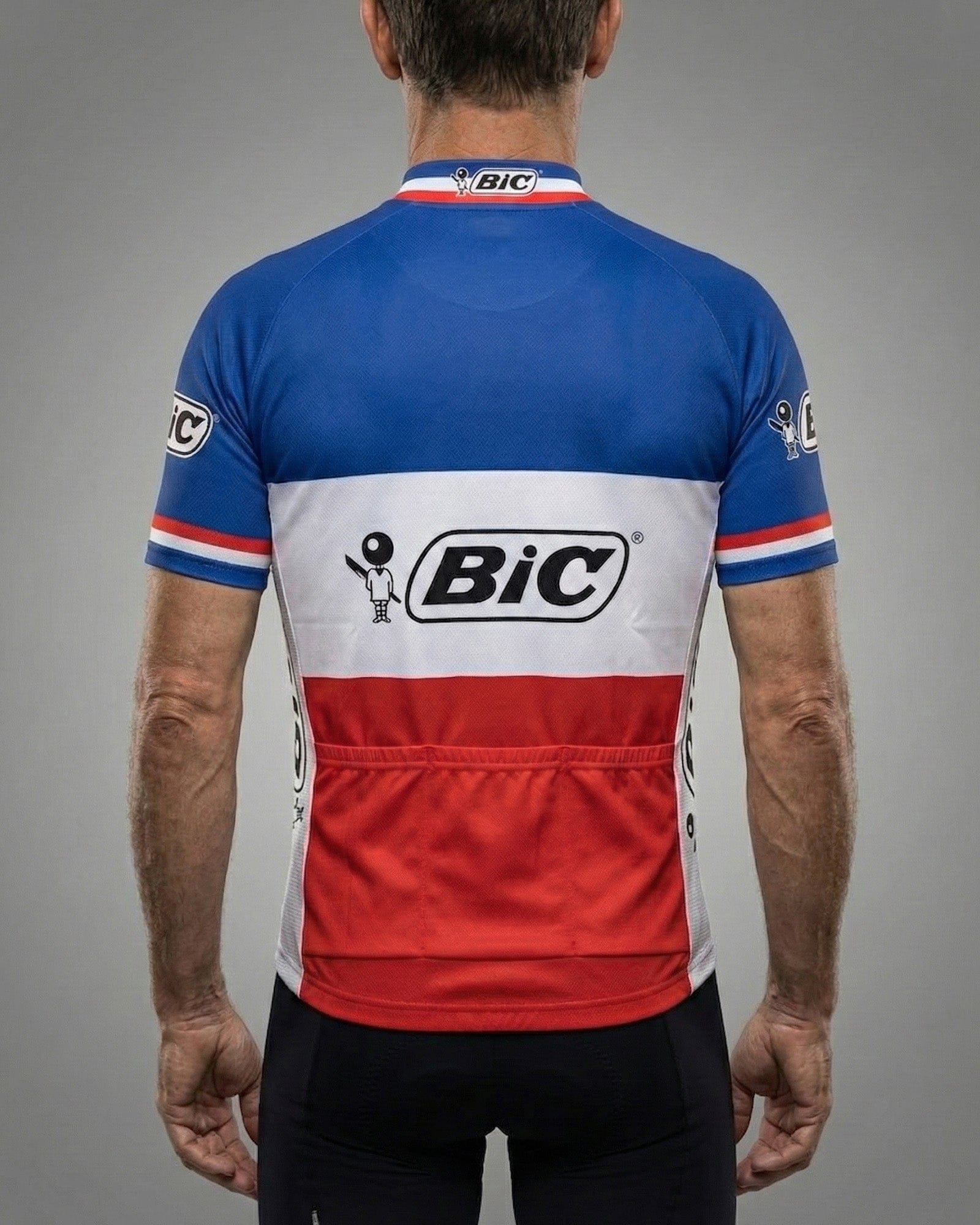 retrolica 1973 BIC France Tricolor Retro Short Sleeve Cycling Jersey