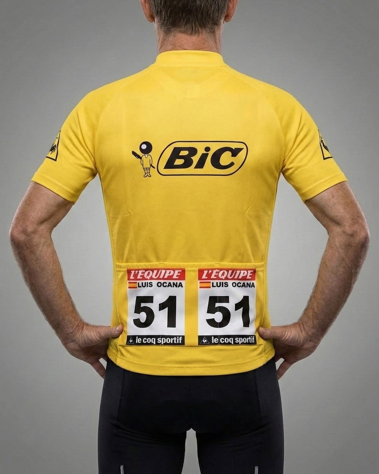 retrolica 1973 Bic Tour de France Yellow Maillot Jaune Retro Cycling Jersey - Luis Ocaña Edition