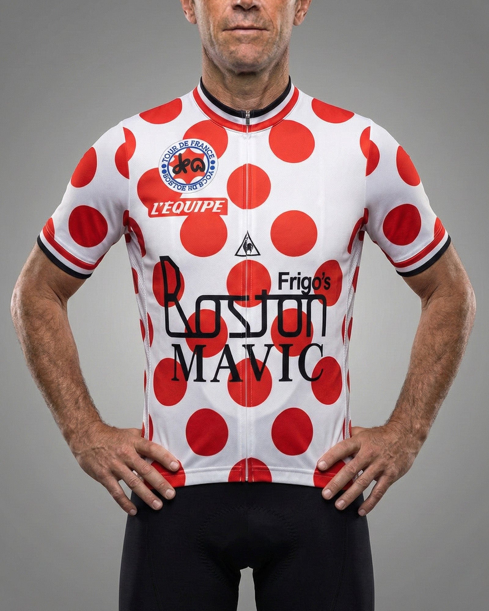 retrolica 1981 Tour de France KOM Polka Dot Retro Cycling Jersey - Lucien Van Impe Boston-Mavic