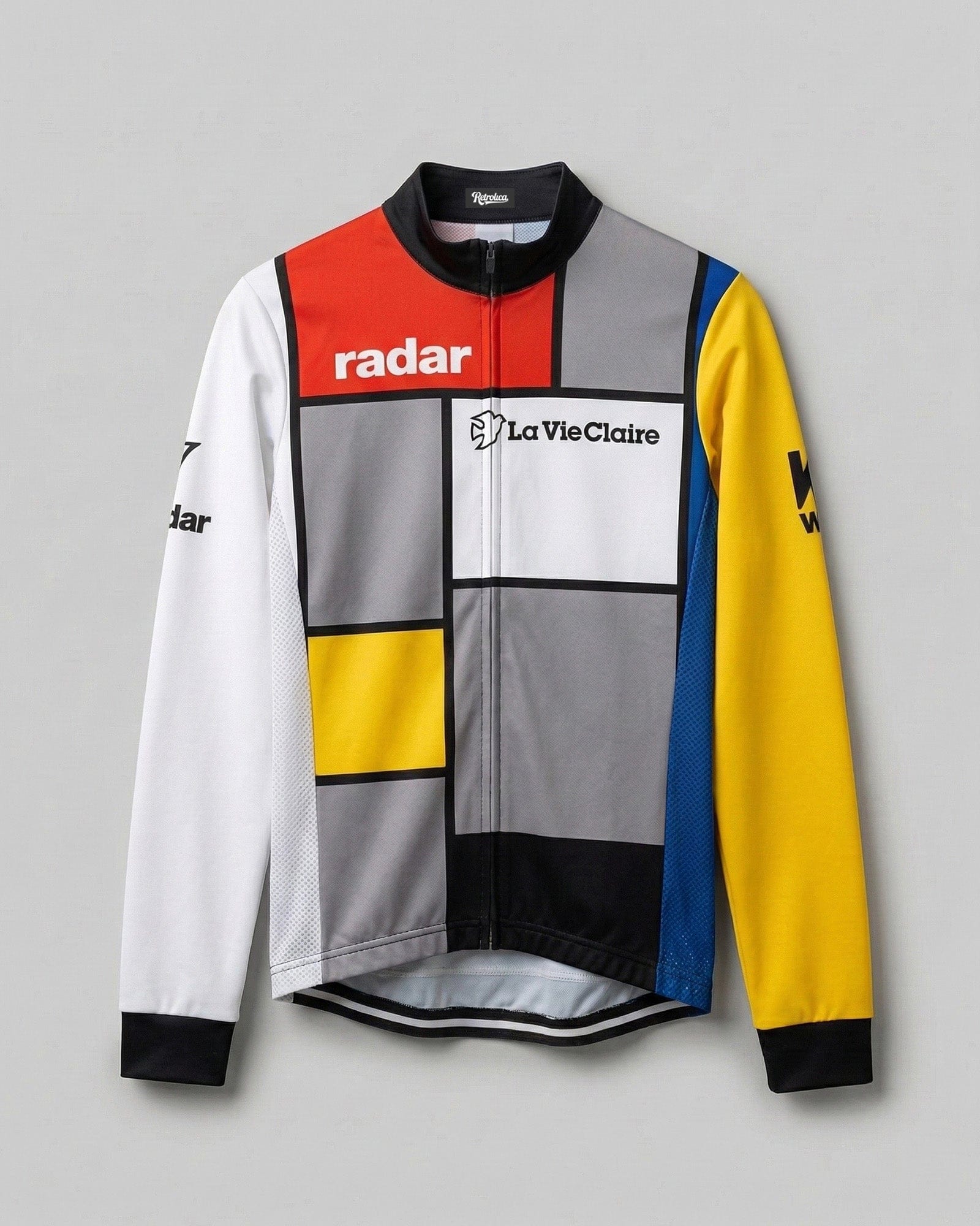 retrolica MEN / XS 1985 La Vie Claire Mondrian Long Sleeve Retro Cycling Jersey - Hinault & LeMond