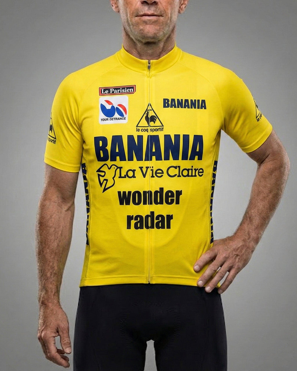 retrolica 1985 La Vie Claire Tour de France Maillot Jaune Retro Cycling Jersey