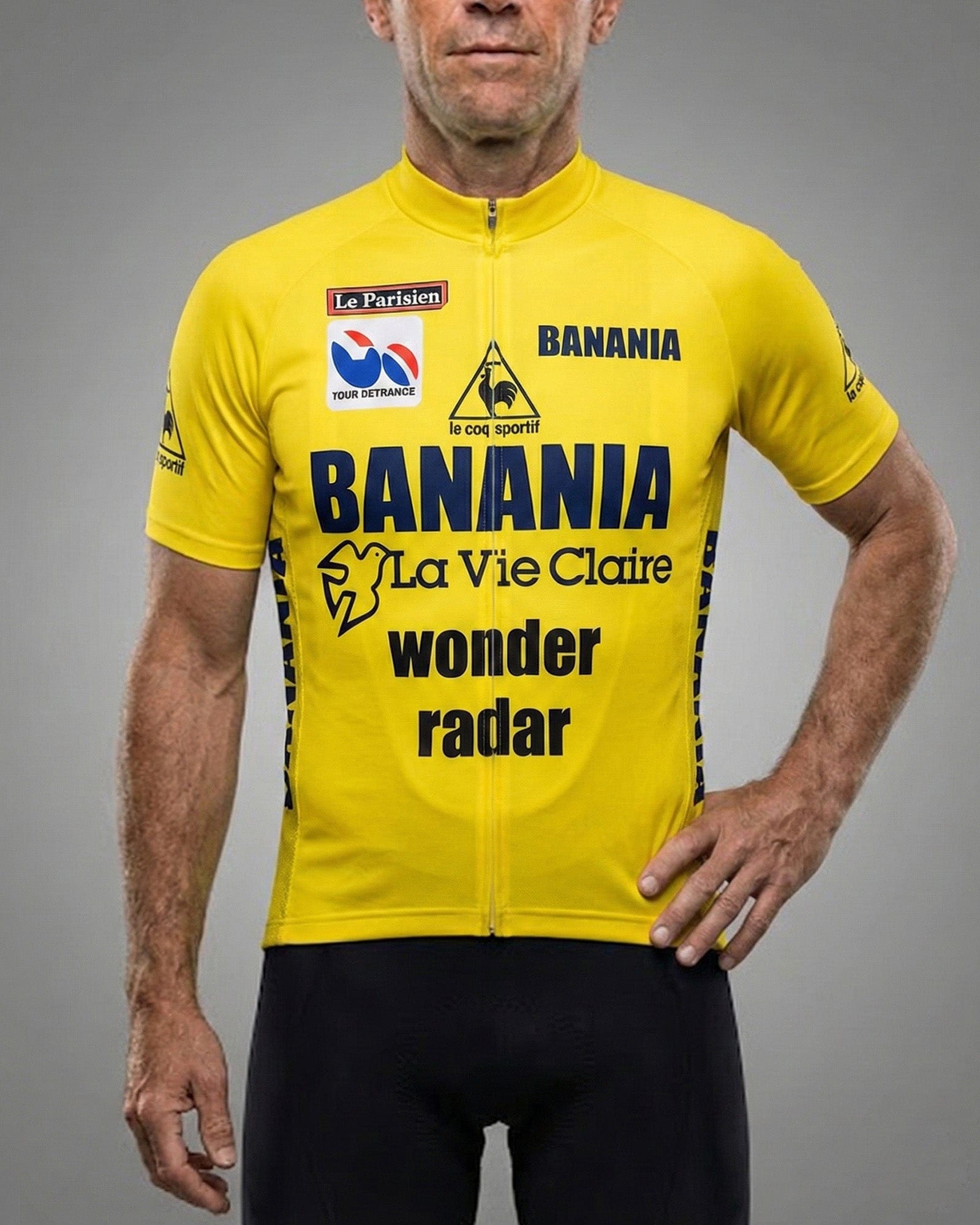 retrolica 1985 La Vie Claire Tour de France Maillot Jaune Retro Cycling Jersey