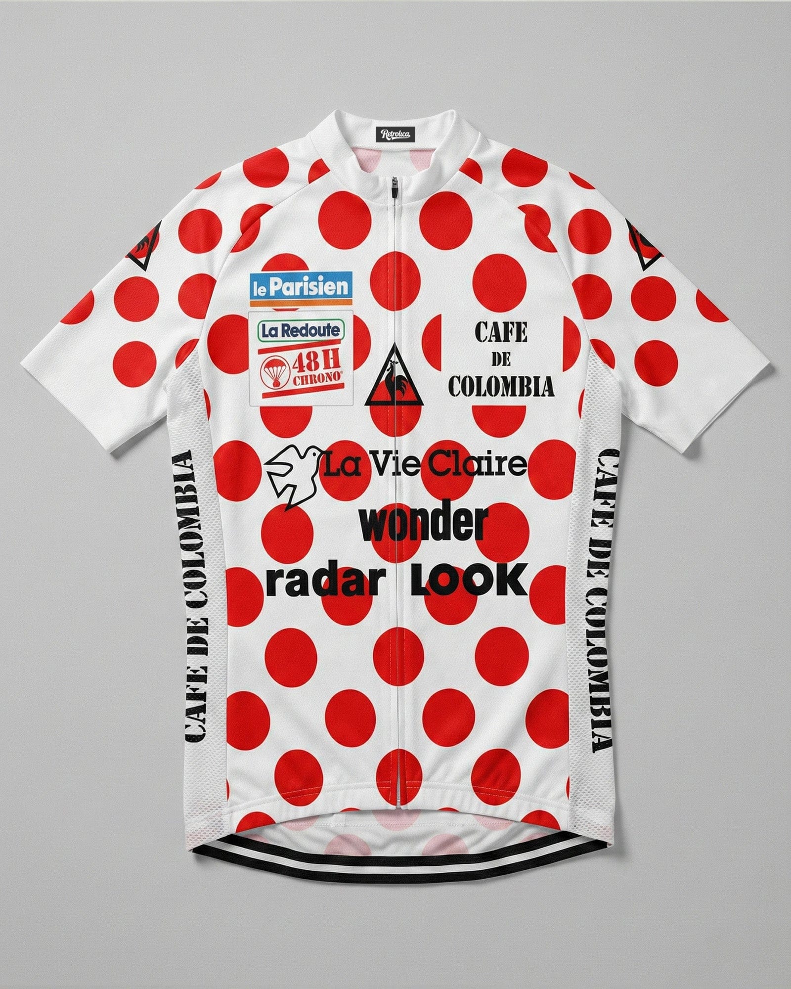 retrolica MEN / XS 1986 La Vie Claire Tour de France KOM Polka Dot Retro Cycling Jersey
