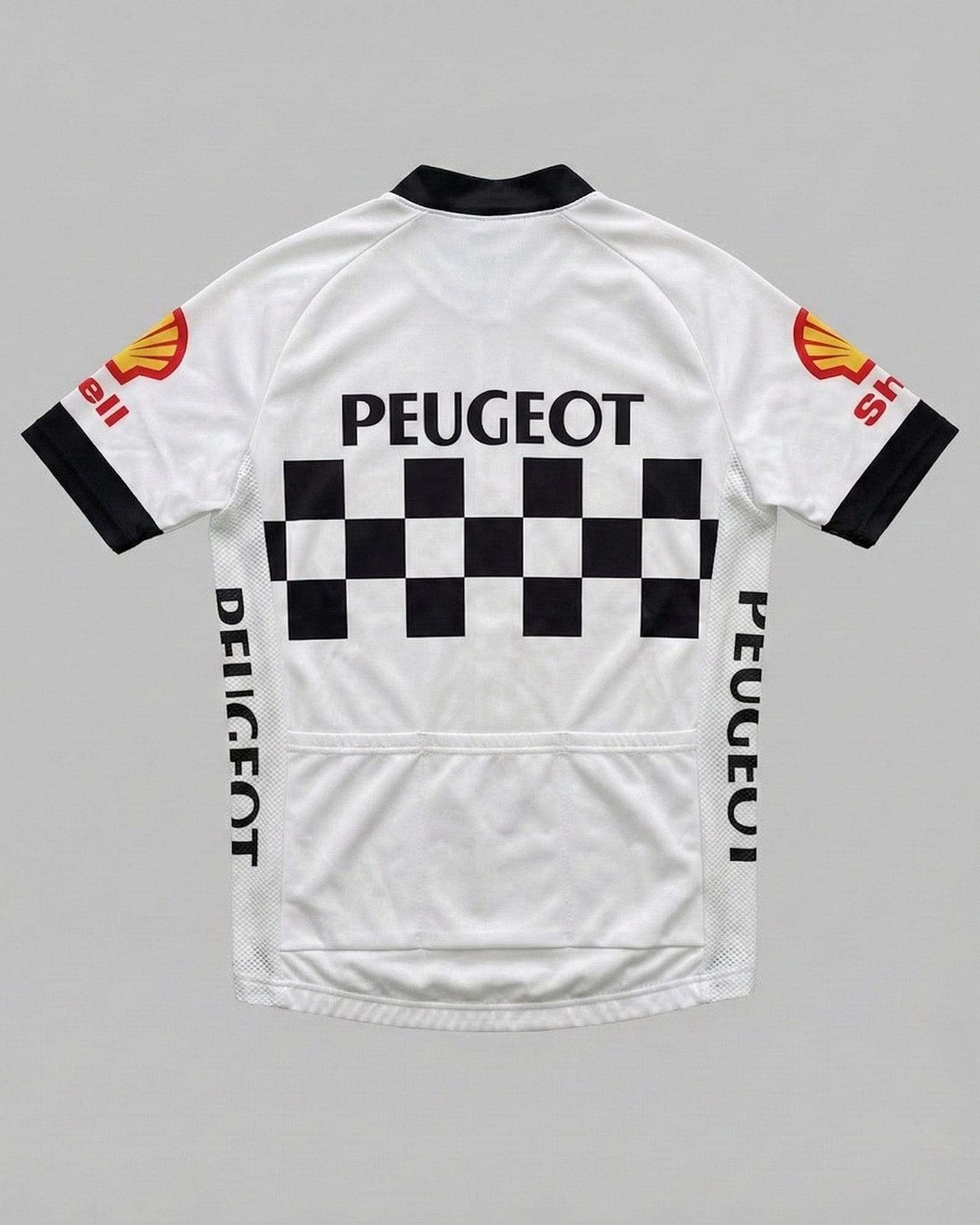 retrolica 1986 Peugeot Shell Checkerboard Retro Cycling Jersey