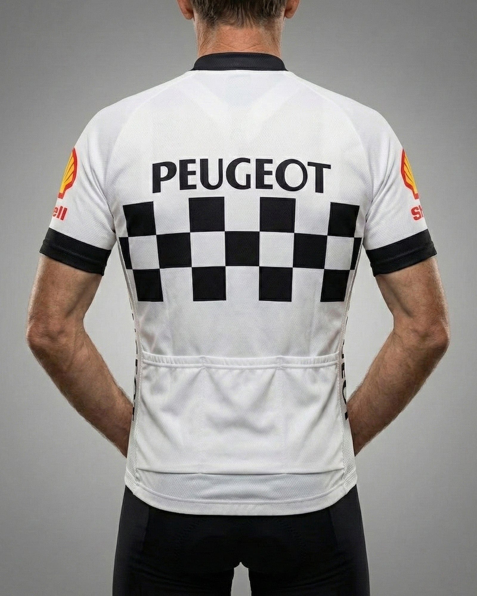 retrolica 1986 Peugeot Shell Checkerboard Retro Cycling Jersey