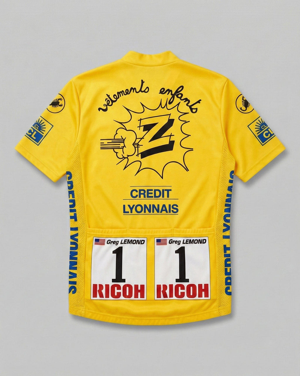 retrolica 1990 Z Tour de France Yellow Maillot Jaune Retro Cycling Jersey - Greg LeMond
