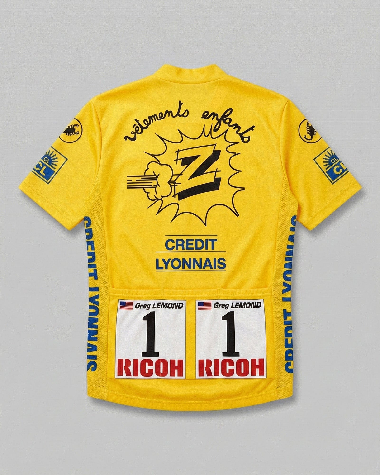 retrolica 1990 Z Tour de France Yellow Maillot Jaune Retro Cycling Jersey - Greg LeMond