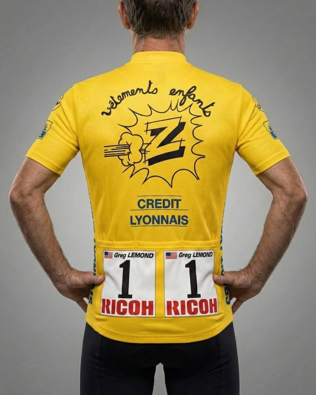 retrolica 1990 Z Tour de France Yellow Maillot Jaune Retro Cycling Jersey - Greg LeMond