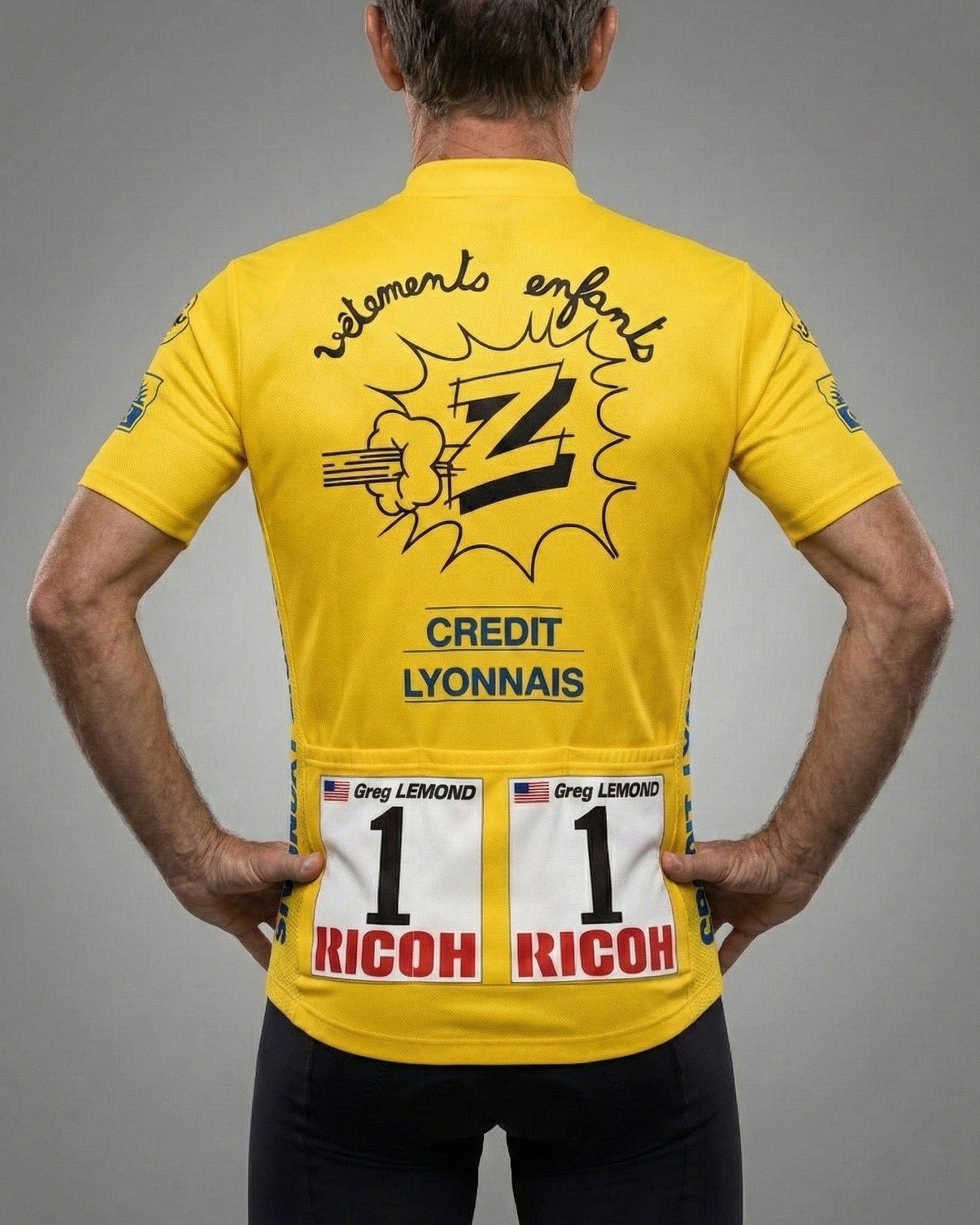 retrolica 1990 Z Tour de France Yellow Maillot Jaune Retro Cycling Jersey - Greg LeMond