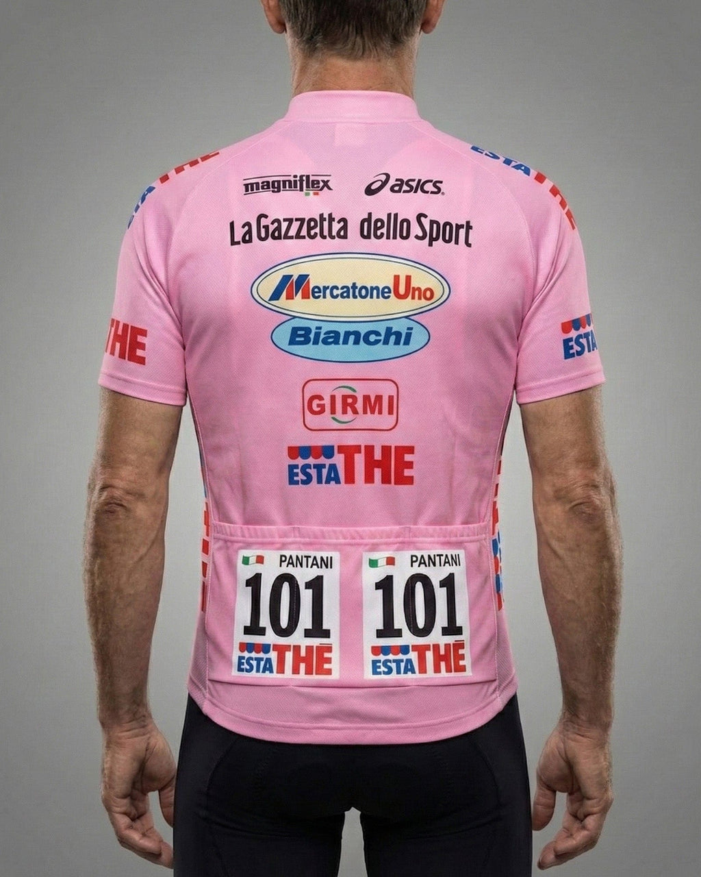 retrolica 1999 Giro d'Italia Maglia Rosa Retro Cycling Jersey - Marco Pantani
