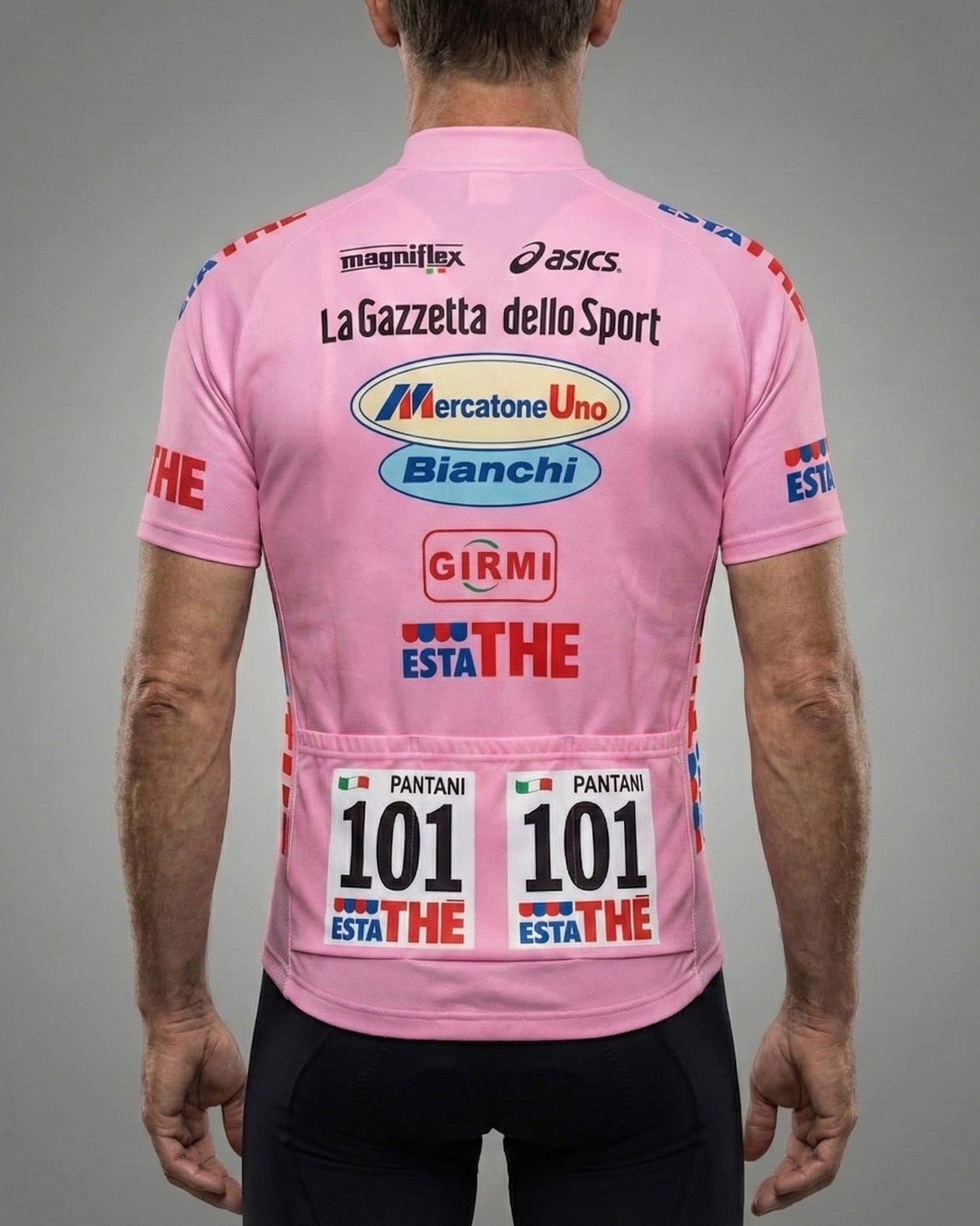 retrolica 1999 Giro d'Italia Maglia Rosa Retro Cycling Jersey - Marco Pantani