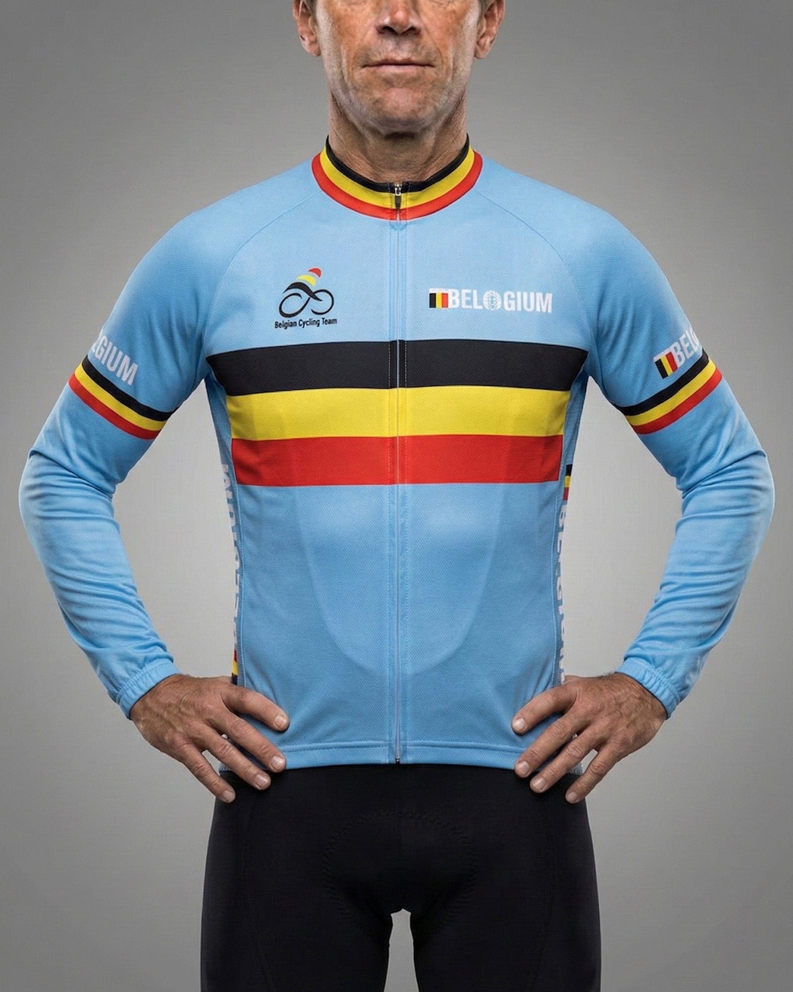 retrolica 2013 Belgium National Team UCI World Championships Long Sleeve Retro Cycling Jersey