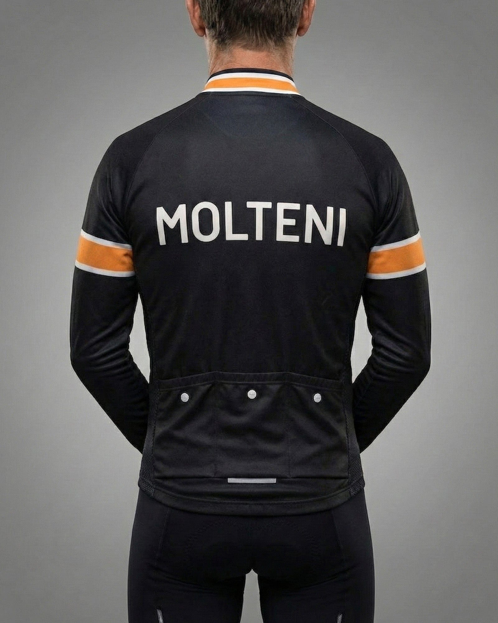 retrolica Molteni Black Long Sleeve Retro Cycling Jersey - Eddy Merckx Iconic Team Edition