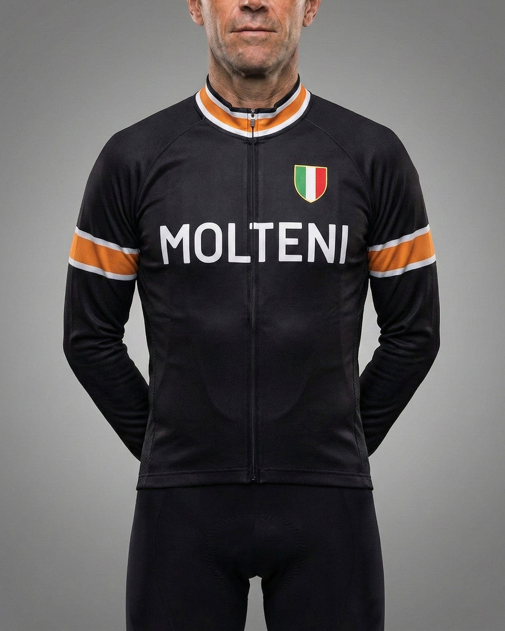 retrolica Molteni Black Long Sleeve Retro Cycling Jersey - Eddy Merckx Iconic Team Edition