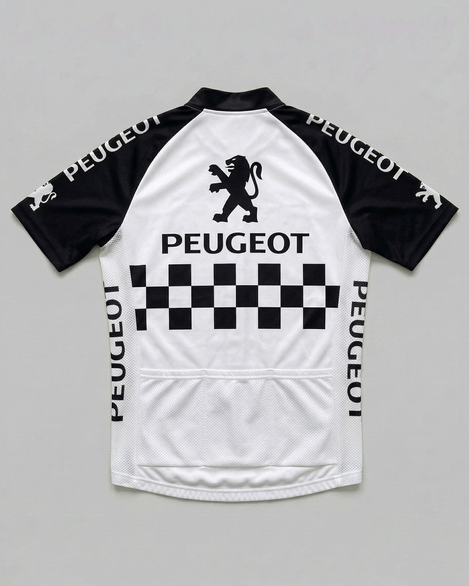 retrolica Peugeot Black Checkerboard Retro Cycling Jersey - Classic Team Edition